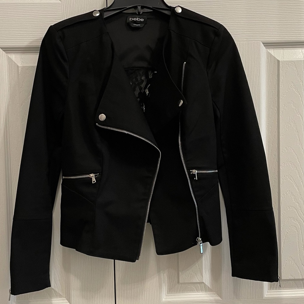 Bebe Black zipper coat